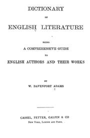 Cover of: Dictionary of English literature: being a comprehensive guide to English authors and their works