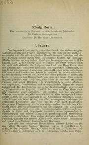 Cover of: König Horn; eine mittelenglische Romanze aus dem 13. Jahrhundert ins Deutsche übertragen von Hermann Lindenmann. by 