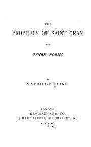 Cover of: The prophecy of Saint Oran, and other poems