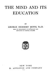 Cover of: The mind and its education