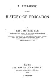 Cover of: A text-book in the history of education