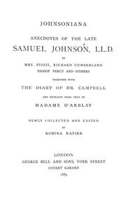 Cover of: Johnsoniana: anecdotes of the late Samuel Johnson, LL.D.