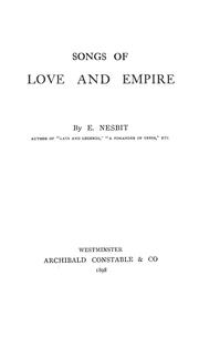Cover of: Songs of love and empire by Edith Nesbit