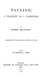 Cover of: Pauline by Robert Browning, Robert Browning