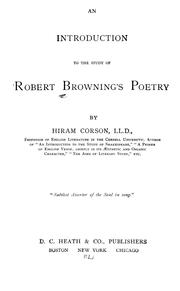 Cover of: An introduction to the study of Robert Browning's poetry by Robert Browning