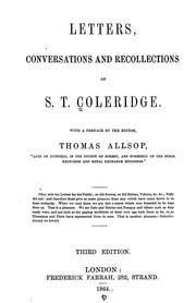 Cover of: Letters, conversations and recollections of S.T. Coleridge by Samuel Taylor Coleridge