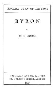 Cover of: Byron by Nichol, John, Nichol, John