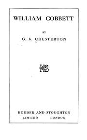 Cover of: William Cobbett by Gilbert Keith Chesterton