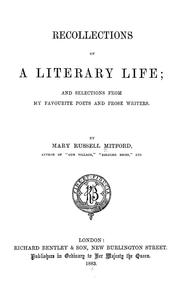 Cover of: Recollection of a literary life by Mary Russell Mitford
