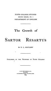 Cover of: The growth of Sartor resartus