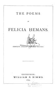 Cover of: Poems by Felicia Dorothea Browne Hemans