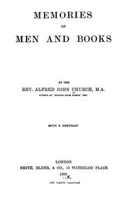 Cover of: Memories of men and books | Church, Alfred John