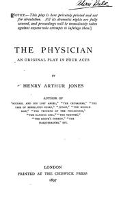 Cover of: The physician: an original play in four acts.