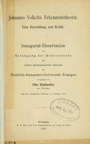 Cover of: Johannes Volkelts Erkenntnistheorie by Ole Hallesby