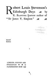 Cover of: Robert Louis Stevenson's Edinburgh days. by Evelyn Blantyre Simpson