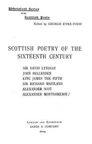 Cover of: Scottish poetry of the sixteenth century ....