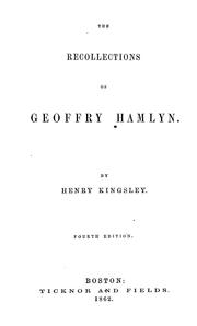 Cover of: The recollections of Geoffry Hamlyn