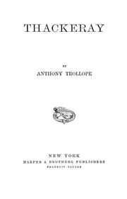 Cover of: Thackeray by Anthony Trollope