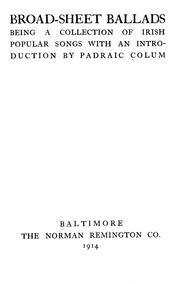 Cover of: Broad-sheet ballads by Padraic Colum