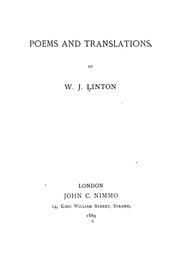 Cover of: Poems and translations by William James Linton