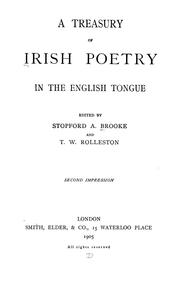 Cover of: A treasury of Irish poetry in the English tongue by Brooke, Stopford Augustus