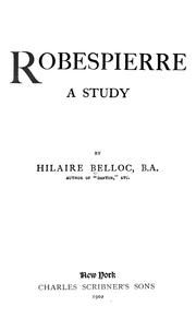 Cover of: Robespierre by Hilaire Belloc