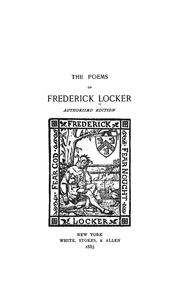 Cover of: The poems of Frederick Locker | Frederick Locker-Lampson