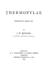 Cover of: Thermopylae: Newdigate verse, 1881