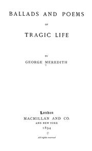 Cover of: Ballads and poems of tragic life.