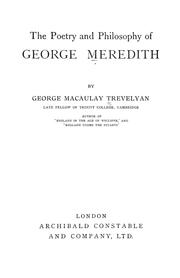 Cover of: The poetry and philosophy of George Meredith by George Macaulay Trevelyan