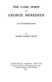 Cover of: The comic spirit in George Meredith: an interpretation