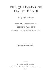 Cover of: The quatrians of Ibn et Tefrid by Payne, John