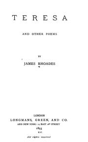 Cover of: Teresa, and other poems
