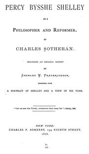 Cover of: Percy Bysshe Shelley as a philosopher and reformer