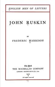 Cover of: John Ruskin by Frederic Harrison