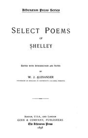 Cover of: Select poems of Shelley by Percy Bysshe Shelley