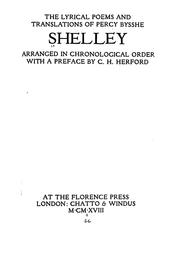 Cover of: The lyrical poems and translations of Percy Bysshe Shelley