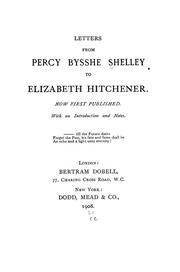 Cover of: Letters to Elizabeth Hitchener: Now first published. With an introduction and notes