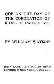 Cover of: Ode on the day of the coronation of King Edward VII