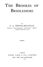 Cover of: The Brookes of Bridlemere by G. J. Whyte-Melville