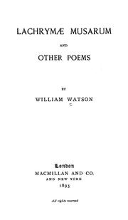 Cover of: Lachrymae musarum, and other poems