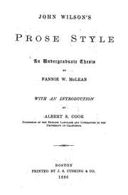 John Wilson's prose style by Fannie Williams McLean