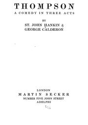 Cover of: Thompson by Hankin, St. John Emile Clavering, Hankin, St. John Emile Clavering