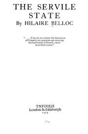 Cover of: The servile state by Hilaire Belloc