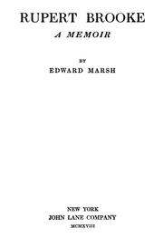 Cover of: Rupert Brooke; a memoir by Marsh, Edward Howard Sir