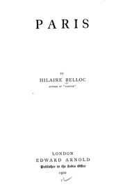 Cover of: Paris by Hilaire Belloc