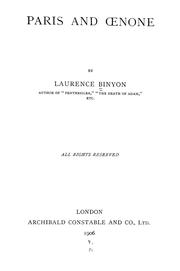 Cover of: Paris and OEnone by Laurence Binyon