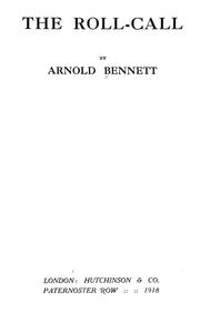 Cover of: The roll-call by Arnold Bennett
