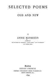Cover of: Selected poems by Annie Matheson