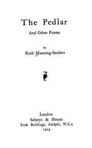 Cover of: The pedlar, and other poems by Ruth Manning-Sanders